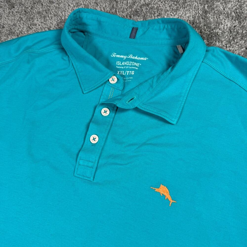 Tommy Bahama Polo Blue Orange Dolphins Island Zone Rugby Embroidered Logo XXL